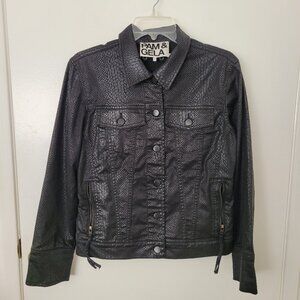 Pam & Gela Black Snakeskin Print Jacket